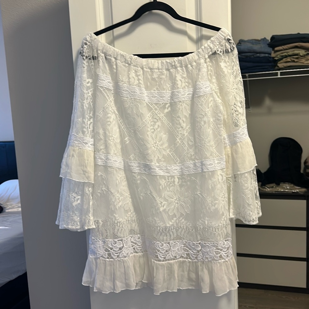 Temptation Positano White Long Sleeve Lace Top
